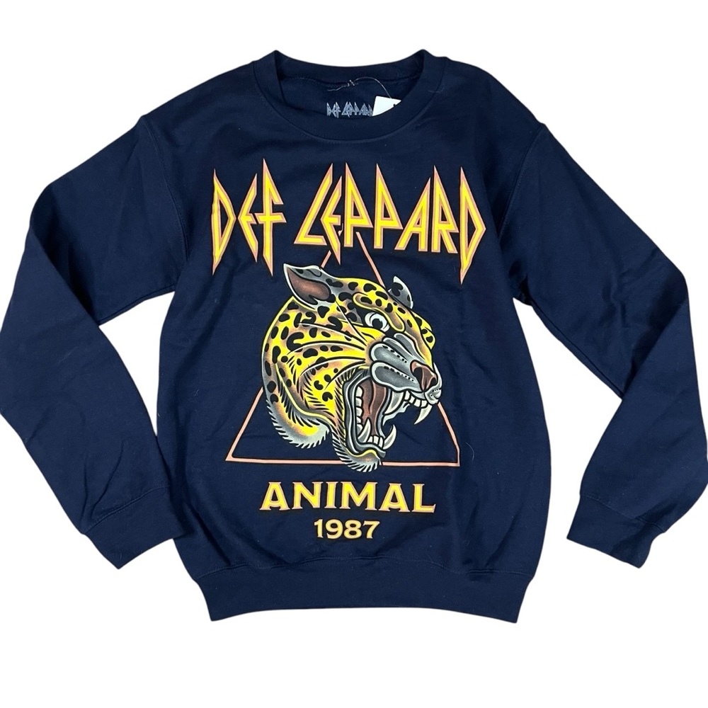Nordstrom NWT XS Navy Blue DEF LEPPARD Graphic Pullover Sweatshirt